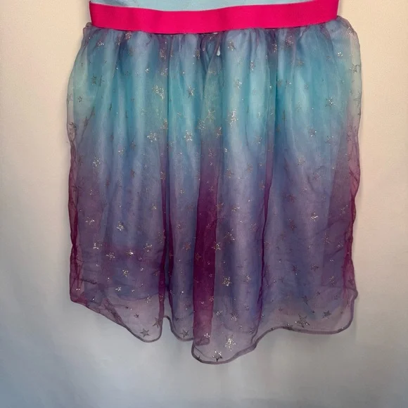 💜3/$15 Disney Lilo & Stitch Girls Tulle Tutu Dress Hoodie Blue Purple Patches L - Picture 8 of 11